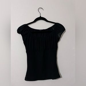 John galt/brandy Melville  black ruched cap sleeve top